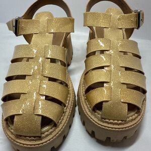 Dolce Vita gold glitter fisherman platform sandals
